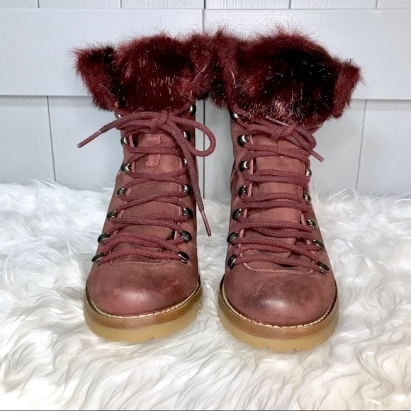Steven By Steve Madden Shoes - NWOT Steve Madden Faux Fur Boots Lace Up Size 7.5
